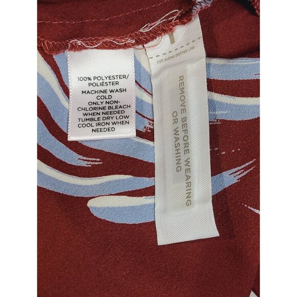 Ann Taylor Loft Womens Floral Print Rust Red A-Line Dress Size 12 - Picture 8 of 8